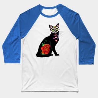 Sugar Skull Cat Baseball T-Shirt